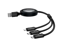 Кабель BASEUS Free2Draw 3-in-1 Retractable Crystal 1.1m Cluster Black (P10368700111-02) - мініатюра 2