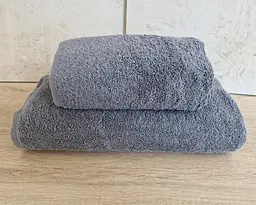 Набір турецьких махрових однотонних рушників Gulcan 50х90+70х140 сірий Grey щільність 480 г/м2 петля 16/1