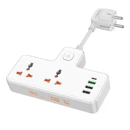 Мережевий подовжувач Hoco AC12A Reise 2-position expansion socket (PD30W / 1C3A) 4 порта - мініатюра 4