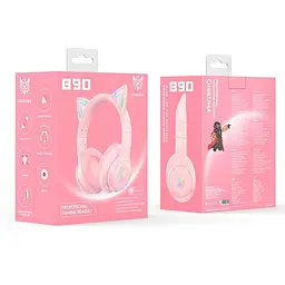 Накладні навушники Onikuma Bluetooth Gaming CAT with LED B90, 800mAh, BT5.0, AUX, 800mAh, 15h, pink - мініатюра 5