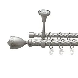 Карниз Orvit Афіна металевий дворядний відкритий до стелі скручена труба кільце металеве Сатин 25\19 мм 240 см (00-00024180)