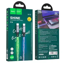 Кабель HOCO U112 Shine 60W charging data cable for Type-C to Type-C сірий - мініатюра 2