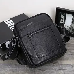 Чоловіча барсетка 18х21х7, сумка шкіряна планшетка через плече Tiding Bag SK N5386 чорна 180 мм - мініатюра 4