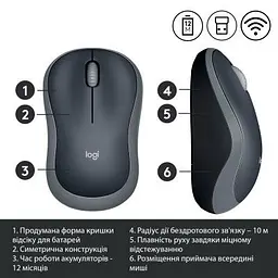 Комп'ютерна мишка Logitech M185 swift grey (910-002238) - мініатюра 4