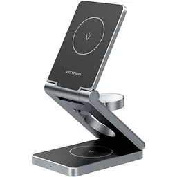 Зарядний пристрій 15W 3-in-1 Magnetic Wireless Fast Charger Сірий Vention
