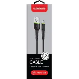 Дата кабель USB 2.0 AM to Micro 5P 1.2m CBFLEXM1 black Intaleo (1283126487453) - мініатюра 2