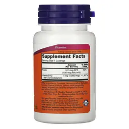 Вітамін В12 та фолієва кислота Now B-12 With Folic Acid 1000 мкг 100 цукерок - мініатюра 2