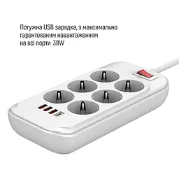 Мережевий фільтр-подовжувач ColorWay CW-CHE64PDW - мініатюра 3
