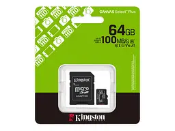 Карта пам'яті Kingston Canvas Select Plus Gen3 microSDXC + SD-Adapter 64 GB (SDCS3/64GB) - мініатюра 3