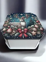 Новорічна коробка Подарункова коробка квадратна (ХДФ) 19x19x10 см. №6