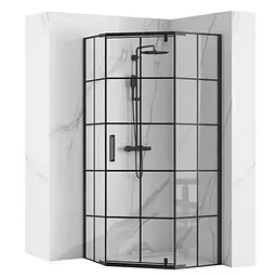 Душова кабіна Rea Hex 80x80 black REA-K8969, Чорний, Універсальна, прозорий