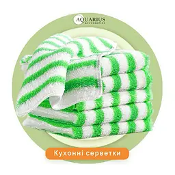 Набір 10 бамбукових серветок для прибирання, миття посуду та поверхонь 18х22 см Білий/Зелений - Багаторазові Міцні - мініатюра 7
