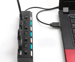 USB хаб Combi концентратор на 7 портів з підсвічуванням  - мініатюра 3