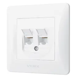 Розетка Videx Binera CAT6+CAT6 подвійна комп'ютерна біла (VF-BNSK2PC6-W) - мініатюра 2