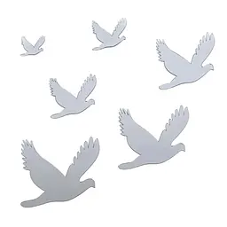 Дзеркальний декор Wall Sticker SW-00002520 акриловий самоклеючий Птахи 6 шт. срібло