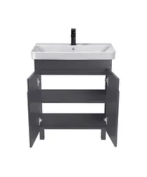 Тумба Мойдодир Simple Graphite 70-U з умивальником River 70 графітова універсальна Графіт - мініатюра 2