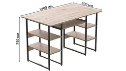 Комп'ютерний стіл Ferrum-decor Тім 75x140x60 чорний ДСП Дуб Сан-Марино 32мм (FRD-103968) - мініатюра 3