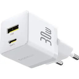 Мережевий зарядний пристрій Baseus Palm 30W USB-C/USB-A Moon White (P1011160A213-00) [132860] - мініатюра 2