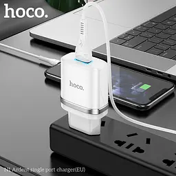 Адаптер живлення зарядне HOCO Ardent single port charger N1 1USB 12 W (Safety Certified) чорне - мініатюра 5