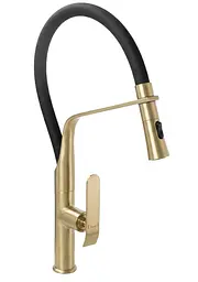 Змішувач для кухні Rea Castor із гнучким виливом black brushed gold REA-B4321