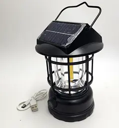 Акумуляторна кемпінгова LED підвісна лампа світлодіодна з сонячною панеллю освітлення на 360 градусів ліхтар світильник з гачком 24х11см UKC JH-7900 - мініатюра 6