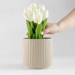 Ваза-кашпо МВМ My Home, 13 см, бежева (DH-FLOWERS-24 M BEIGE) - мініатюра 5