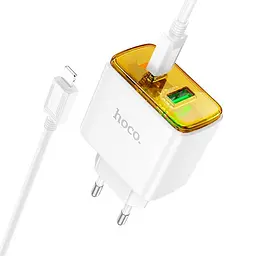 Зарядний пристрій Hoco CS42a 30W адаптер живлення на 2 виходи + кабель Usb-C Lightning білий - мініатюра 3