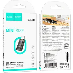 Перехідник Hoco UA36D USB-C Male to Lightning Female OTG Black [140336] - мініатюра 5
