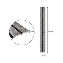 Рейка декоративна Wall Sticker PS 2900х120х12 мм Бетон із золотими вкрапленнями SW-00001752 - мініатюра 2