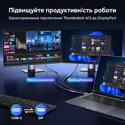 Відеокабель UGREEN CM556 USB-C - DisplayPort 1.4 8K 60 Гц 2 м сіро-чорний (25158) - мініатюра 5
