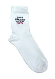Шкарпетки чоловічі "Less stress more sex" білі