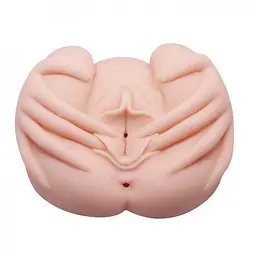 Мастурбатор Crazy Bull Real Vagina and Anal з вібрацією вагіна та анус, 22.5 см (тілесний)