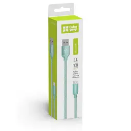 Дата кабель USB 2.0 AM to Micro 5P 1.0m mint ColorWay (CW-CBUM002-MT) - мініатюра 3
