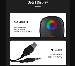 Компьютерные колонки Kisonli X11 RGB, 6Вт, для ПК и ноутбука - мініатюра 4