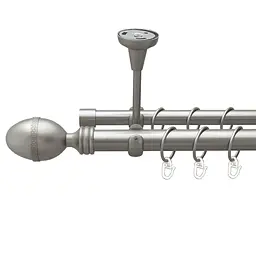 Карниз Orvit Фарже металевий дворядний відкритий до стелі гладка труба кільце металеве Сатин 25\19 мм 200 см (00-00023965)