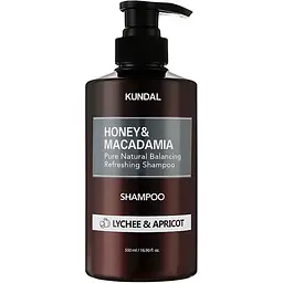 Шампунь відновлюючий "Лічі & Абрикос" 500 мл Kundal Honey & Macadamia Nature Shampoo Lychee&Apricot - мініатюра 1