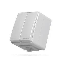 IP65 Вимикач зовнішній двоклавішний сірий VIDEX BINERA VIDEX (25184-000)
