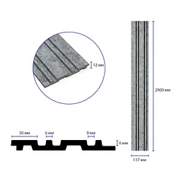 Рейка декоративна Sticker Wall PS 2900х117х12мм Бетон SW-00002132 - мініатюра 3