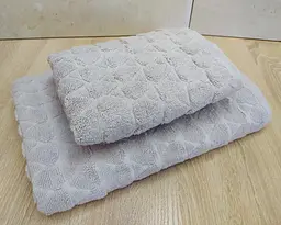Набір турецьких махрових рушників 50х90+70х140 Gulcan Jacquard Cotton Lux Damla Acik Bej - мініатюра 3