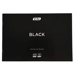 Альбом для малювання ZiBi А4 BLACK, 12 аркушів на скобі (ZB.1421-01) - мініатюра 1