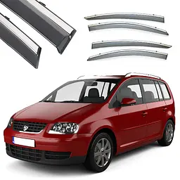 Дефлектори вікон вітровики Benke для Volkswagen Touran II 2003-2015 Хром Молдинг З Нержавіючої Сталі 3D