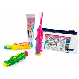 Набір для подорожей дитячий KIN Fluor Infantil Зубна щітка-крокодил + Паста 25 мл