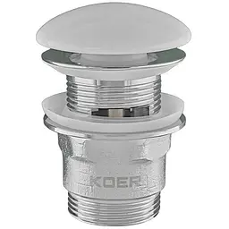 Донний клапан для раковини з переливом Koer PW-03-11 автоматичний KR3397, Білий - мініатюра 1