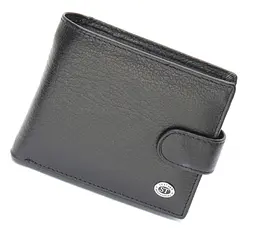 Чорне чоловіче портмоне з натуральної шкіри з фіксацією ST Leather ST103 9,5 см - мініатюра 2