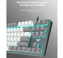 Механічна ігрова клавіатура Aula Mechanical F-3287 White-Grey Keycap KRGD Blue - мініатюра 5