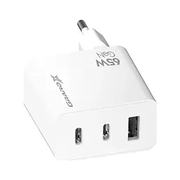 Зарядний пристрій Grand-X GaN 2xUSB-C + 1xUSB 65W PD3.0 QC4.0 AFC SCP FCP white (CH-990W) - мініатюра 3