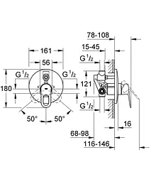 Змішувач прихованого монтажу Grohe Bau Loop 29081000, Хром - мініатюра 2