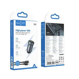 Адаптер автомобільний HOCO Micro USB cable Energy single-port QC3.0 car charger Z62 1USB 18W темно сірий - мініатюра 2