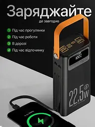 Павербанк 50000 mAh з швидкою зарядкою KPG POWER BANK Soonest Fast Charging пауербанк, павер банк, умб, powerbank Fast Type-C In /Out: 4 USB 5V/2A повербанк для роутера 50000, Чорний - мініатюра 11