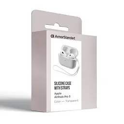 Силіконовий чохол для навушників Apple AirPods Pro 3, Silicone Case with straps, прозорий, захисний чохол з ремінцем, ультратонкий і легкий, повний захист, з підвіскою, м"який силікон, ArmorStandart (ARM88300) - мініатюра 2